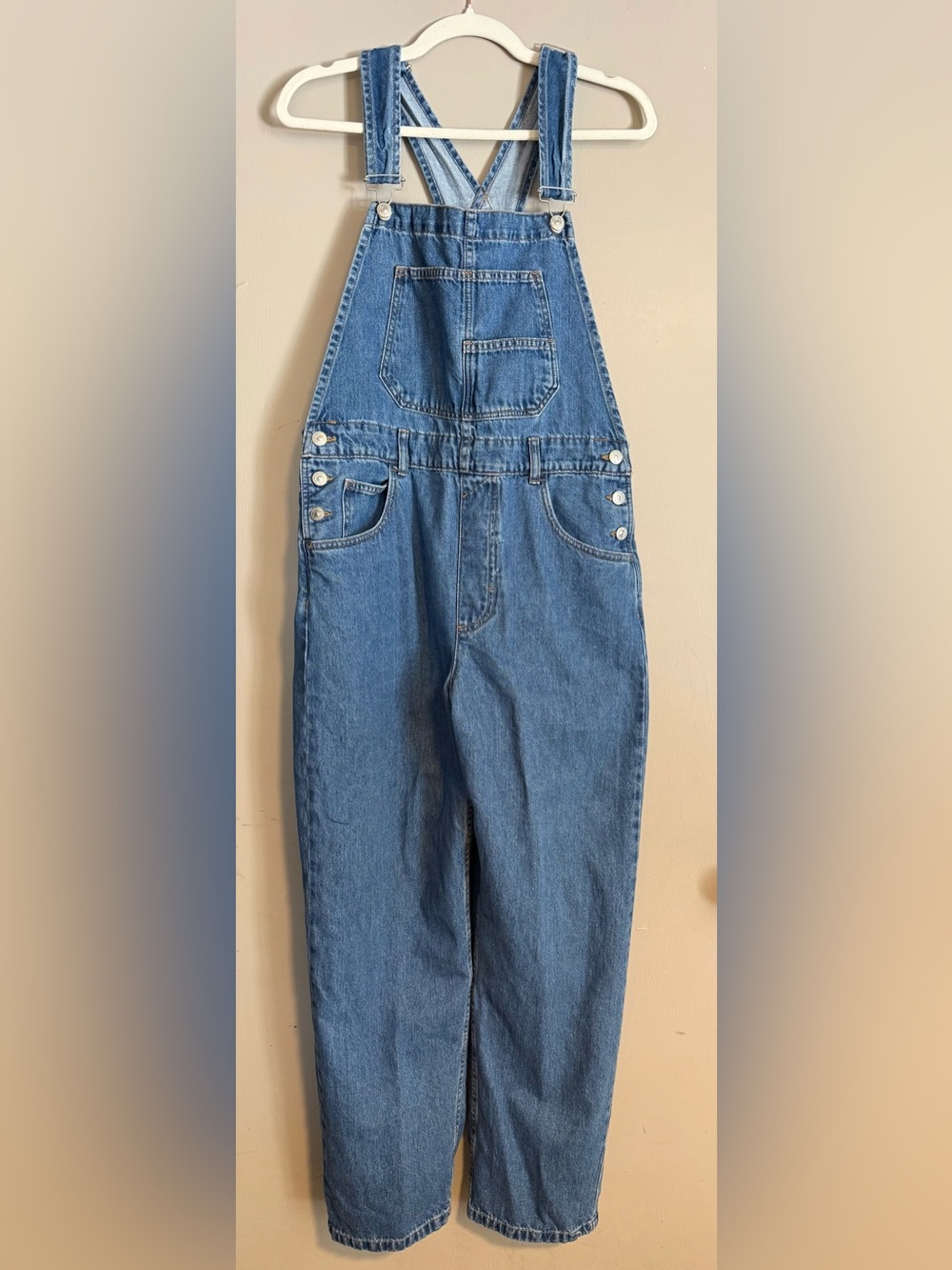 Free People Ziggy Cotton Blue Denim Overalls